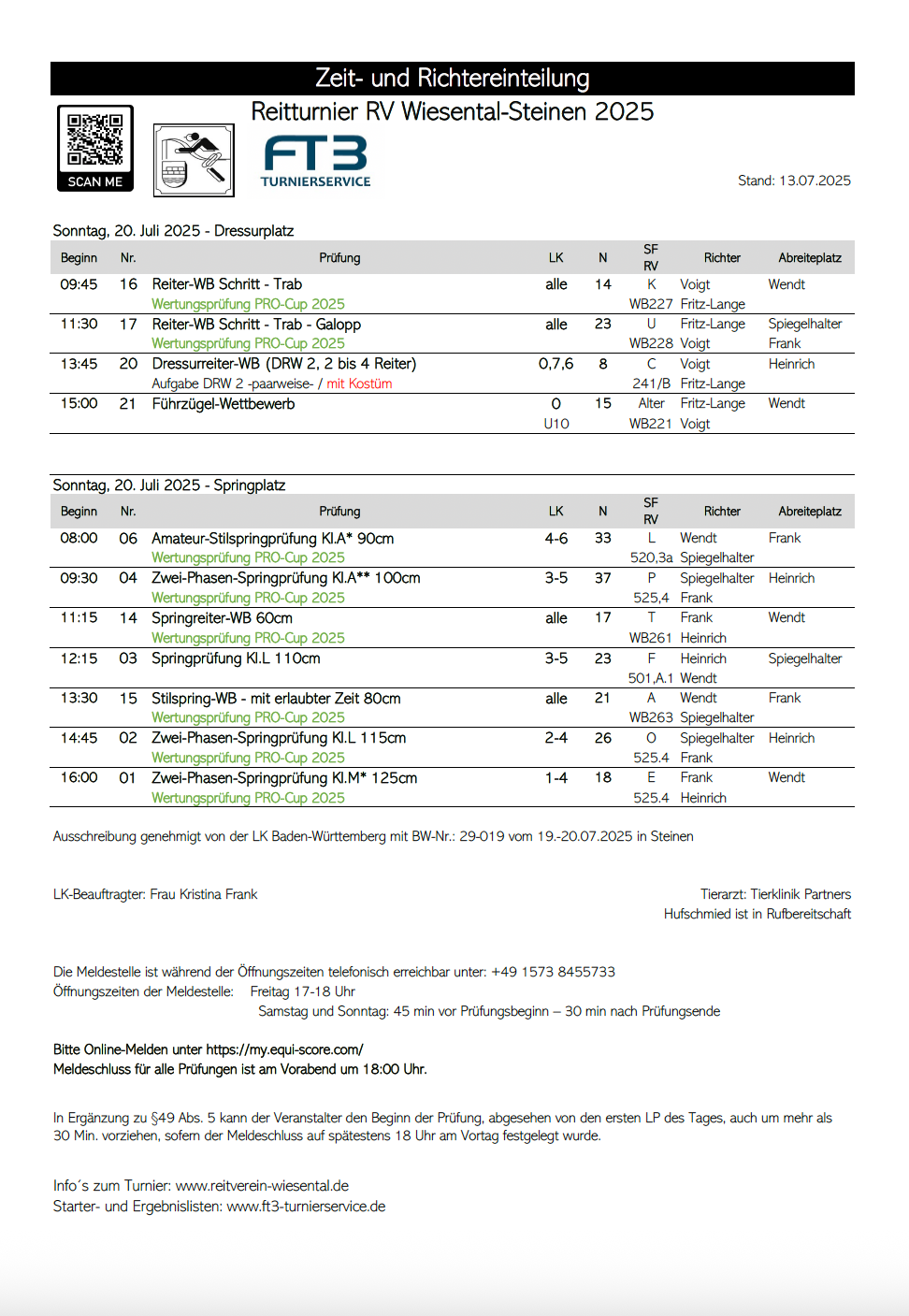 Zeiteinteilung sonntag 